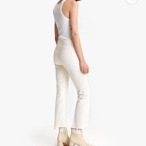 MOTHER Cream Ankle Cropped Slim Jeans